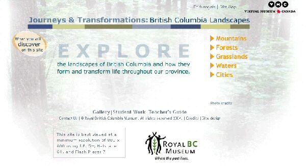 Journeys & Transformations: British Columbia Landscapes opening page